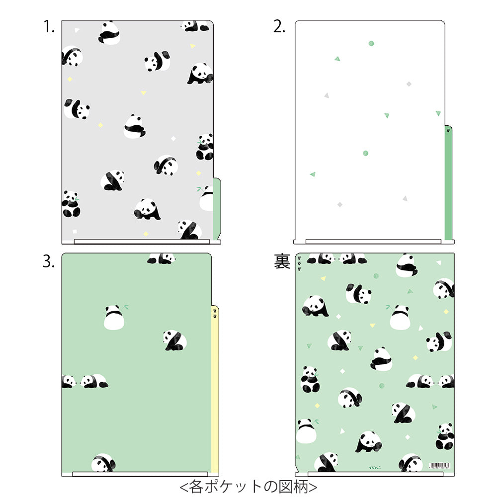 MIDORI 3-Pockets Clear Folder A4 Panda