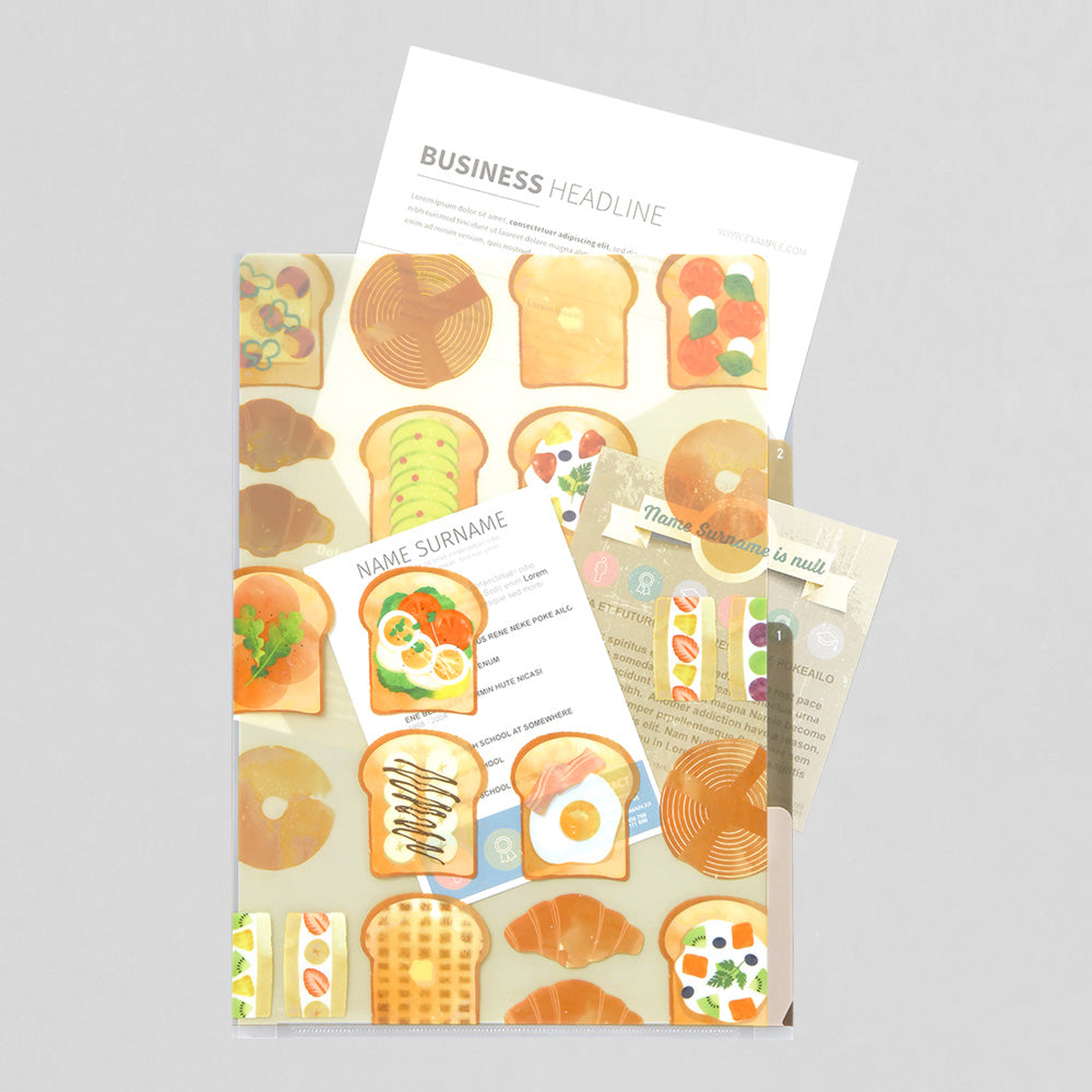 MIDORI 3-Pockets Clear Folder A4 Toast