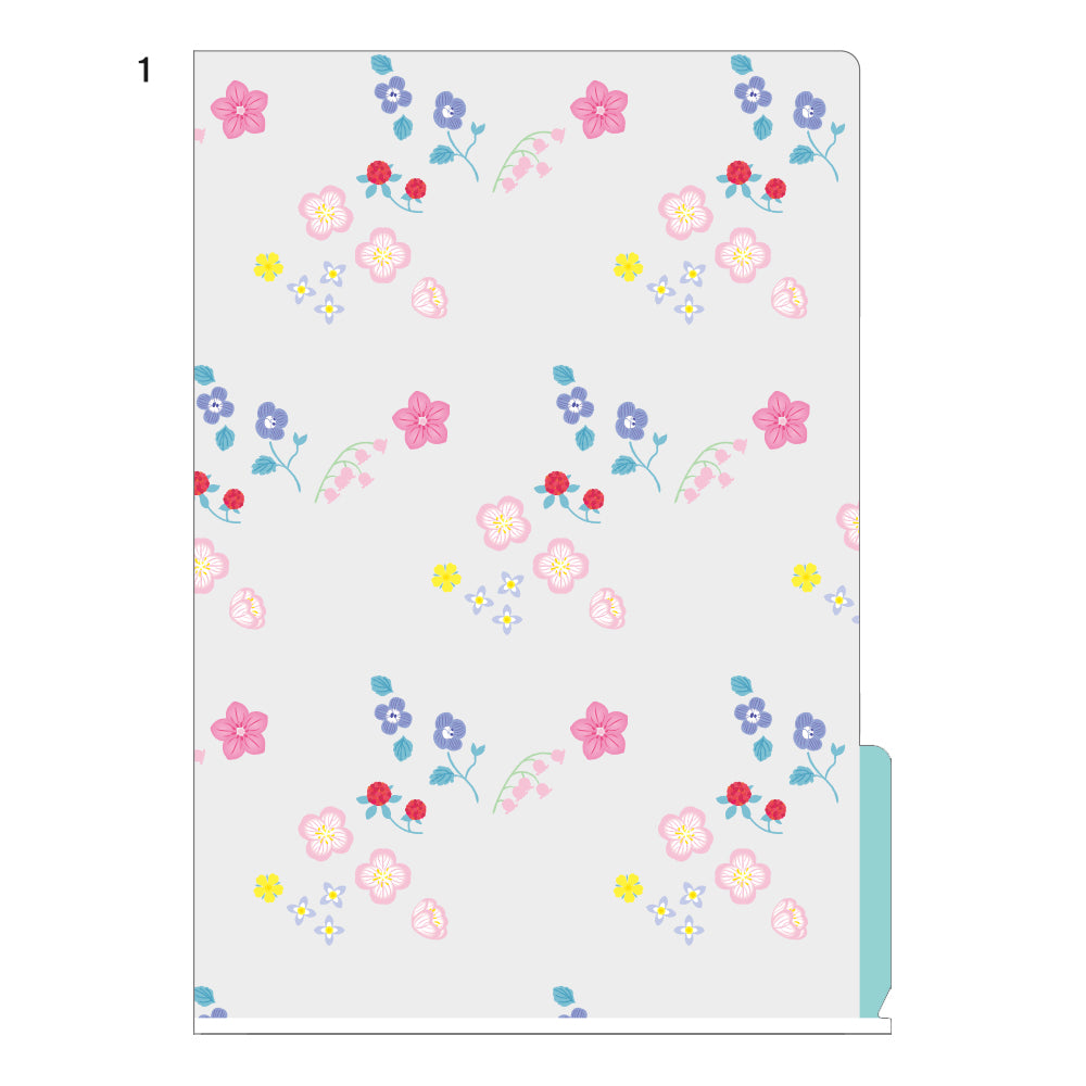 MIDORI 3-Pockets Clear Folder A4 Wild Flower
