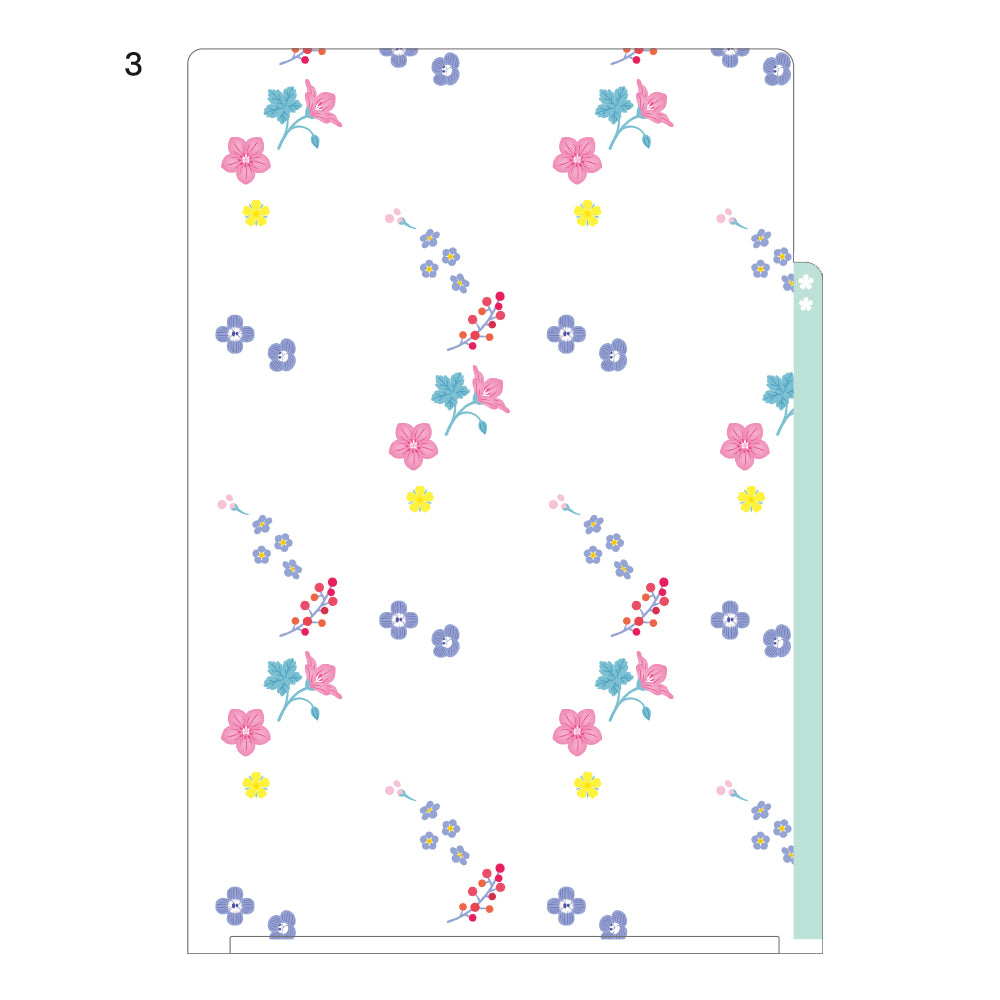MIDORI 3-Pockets Clear Folder A4 Wild Flower