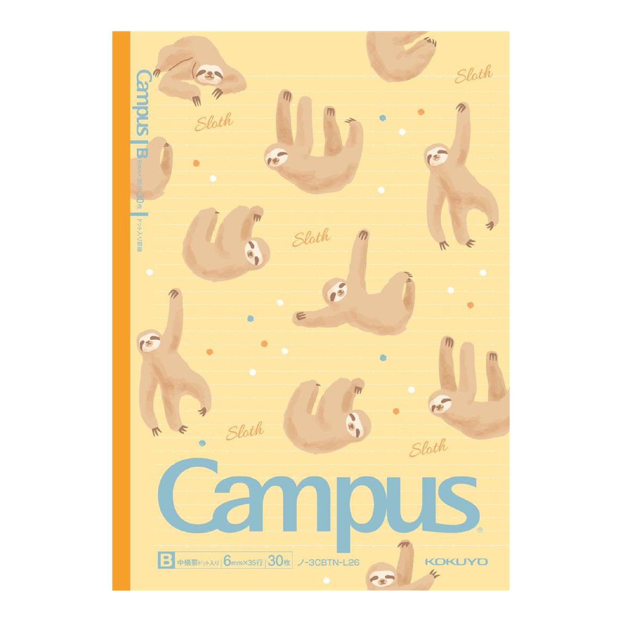 KOKUYO Campus Notebook B5-S Ltd Fluffy Animals-Sloth Default Title