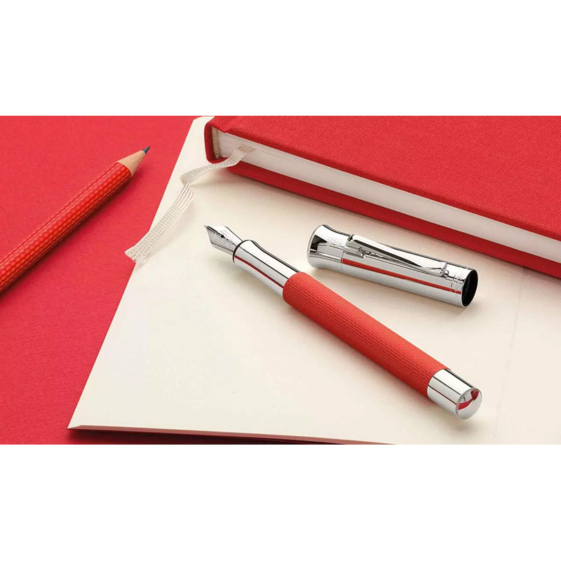GRAF VON FABER CASTELL Guilloche India Red Fountain Pen-Broad
