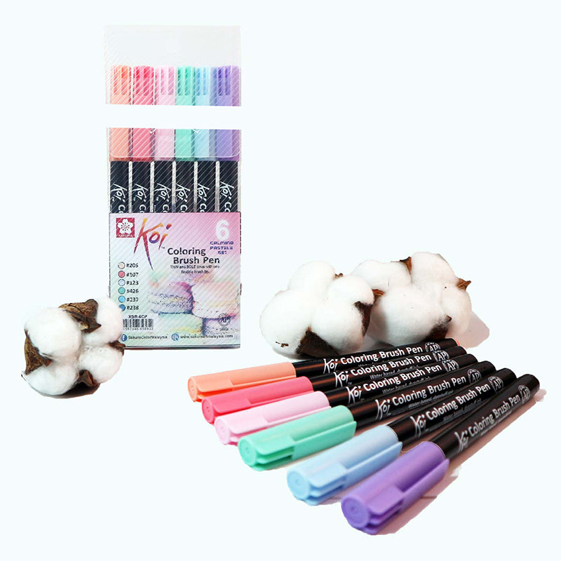 SAKURA Koi Brush Pen 6s Calming Pastels XBR-6CP