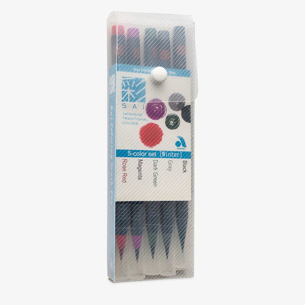 AKASHIYA Sai Coloring Brush Pen 5-Col Set Winter