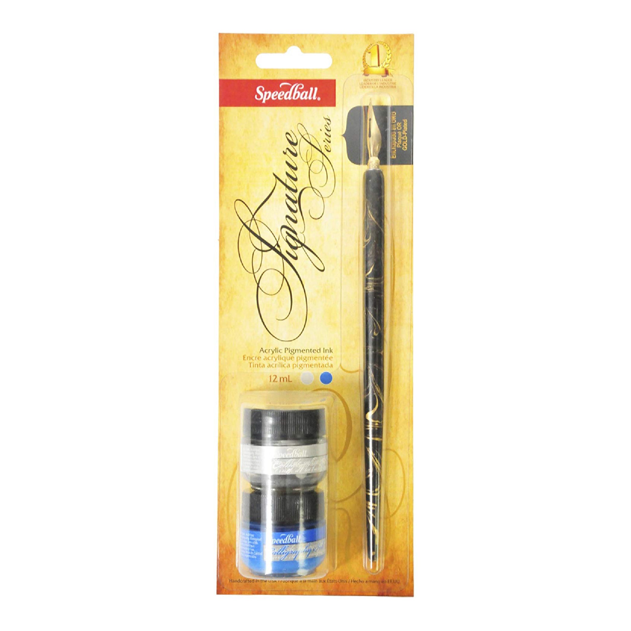 SPEEDBALL Signature Series Nib+Holder+Blue & Silver Ink