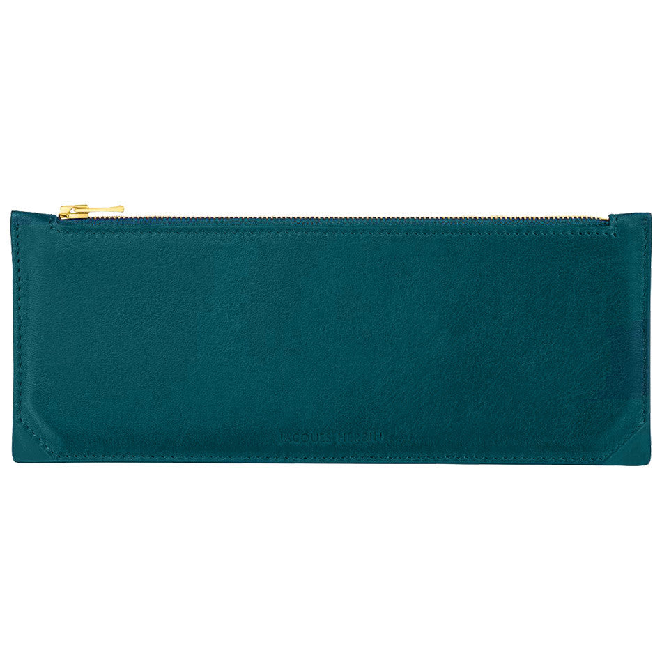 JACQUES HERBIN Leather Big Pencil Case-Emerald