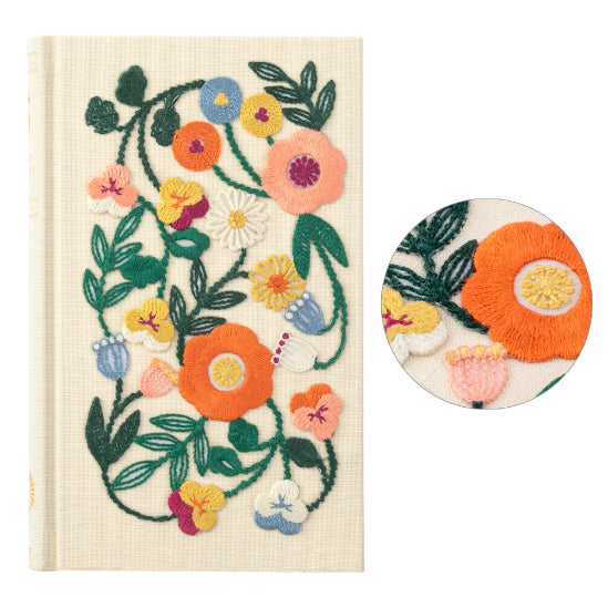 MIDORI Journal 5 Years Embroidery Flower Beige