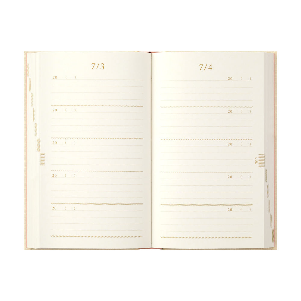 MIDORI Journal 5 Years Embroidery Flower Beige