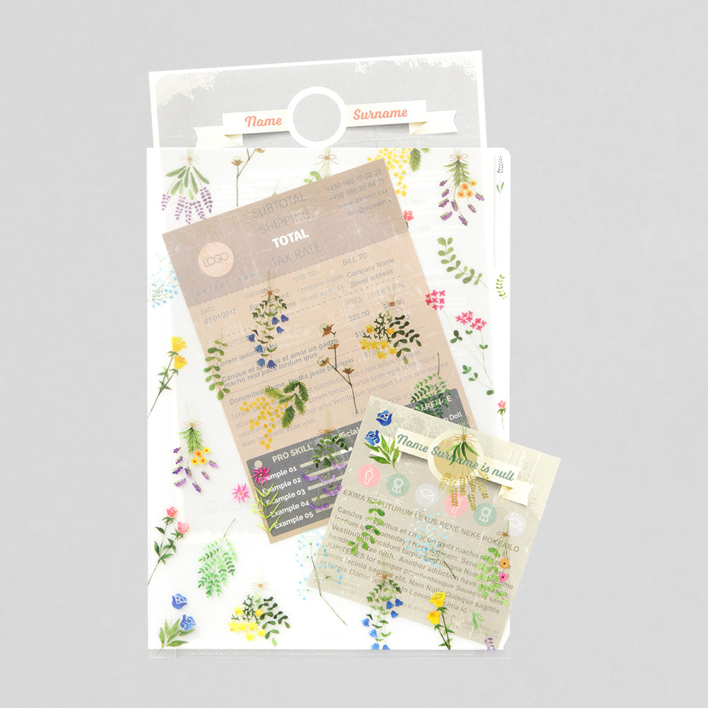 MIDORI 3-Pockets Clear Folder A4 Dried Flower