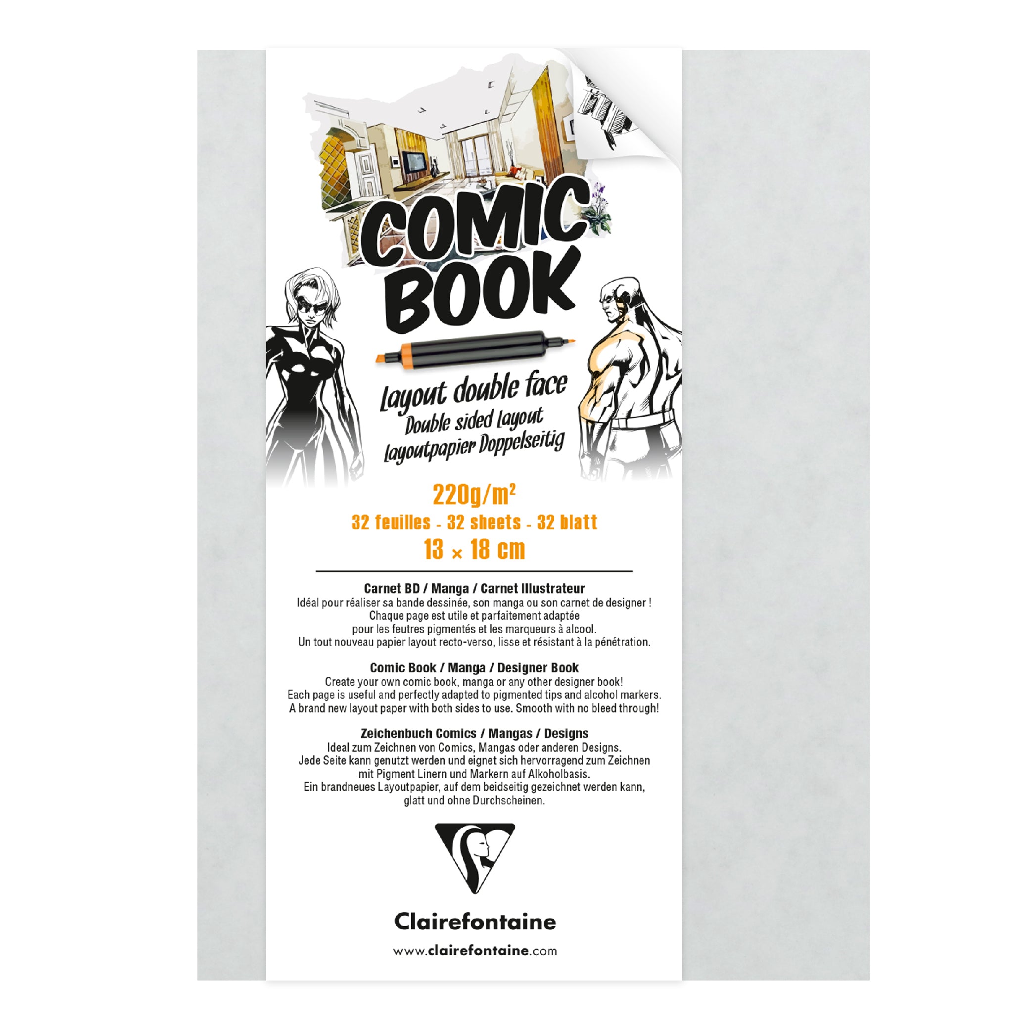 CLAIREFONTAINE Double Sided Layout Book 220g 13x18cm Default Title