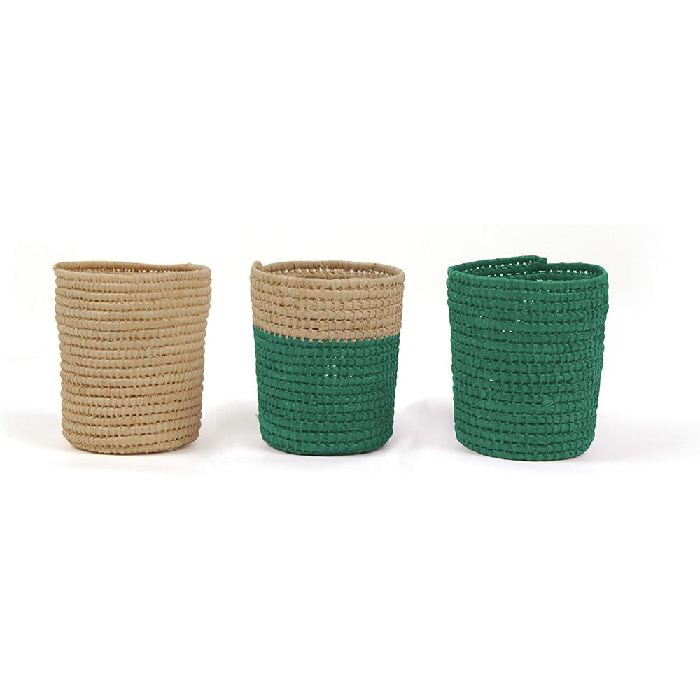 CLAIREFONTAINE Hedera 3 Raffia Pots 7x9.5cm Teal