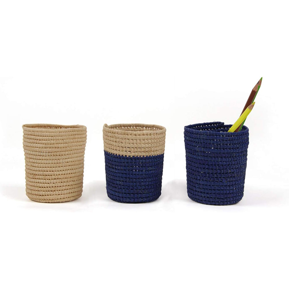 CLAIREFONTAINE Hedera 3 Raffia Pots 7x9.5cm Royal Blue