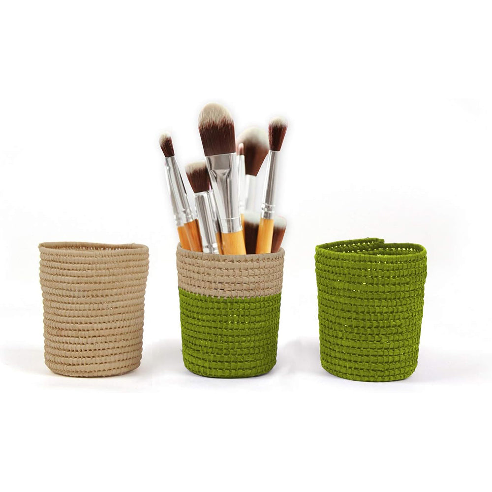 CLAIREFONTAINE Hedera 3 Raffia Pots 7x9.5cm Pistachio Green