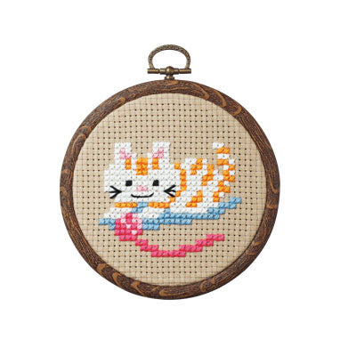 OLYMPUS Cross Stitch Kit 10.5x10.5cm Cat & Yarn