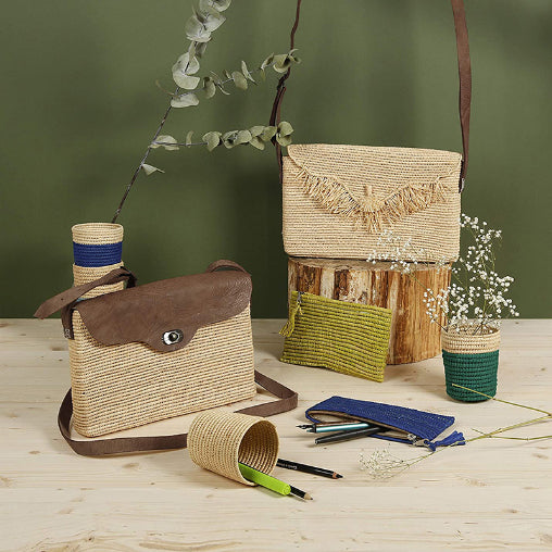 CLAIREFONTAINE Hedera Raffia Pot 7x9.5cm Pistachio Green/Natural