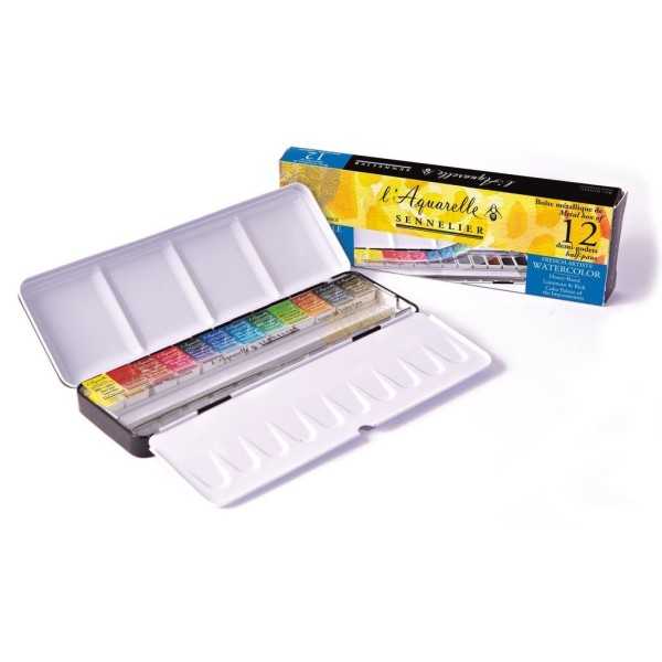 SENNELIER L'Aquarelle Watercolour Metal Box 12 Half Pans+12 Empty
