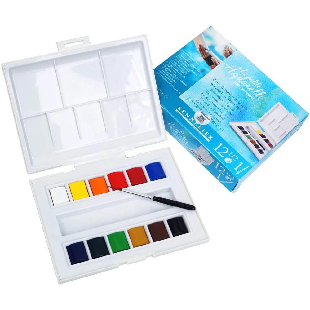 SENNELIER La Petit Aquarelle Watercolour Travel Box 12 Half Pans Default Title
