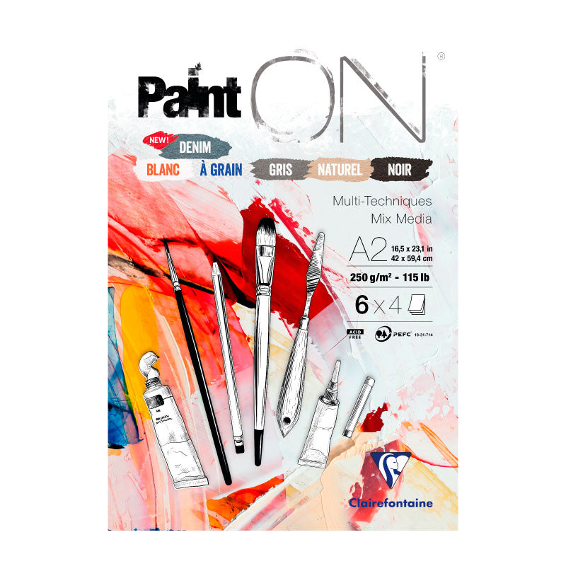 CLAIREFONTAINE Paint ON Pad A2 250g No.6 Assorted 6x4s