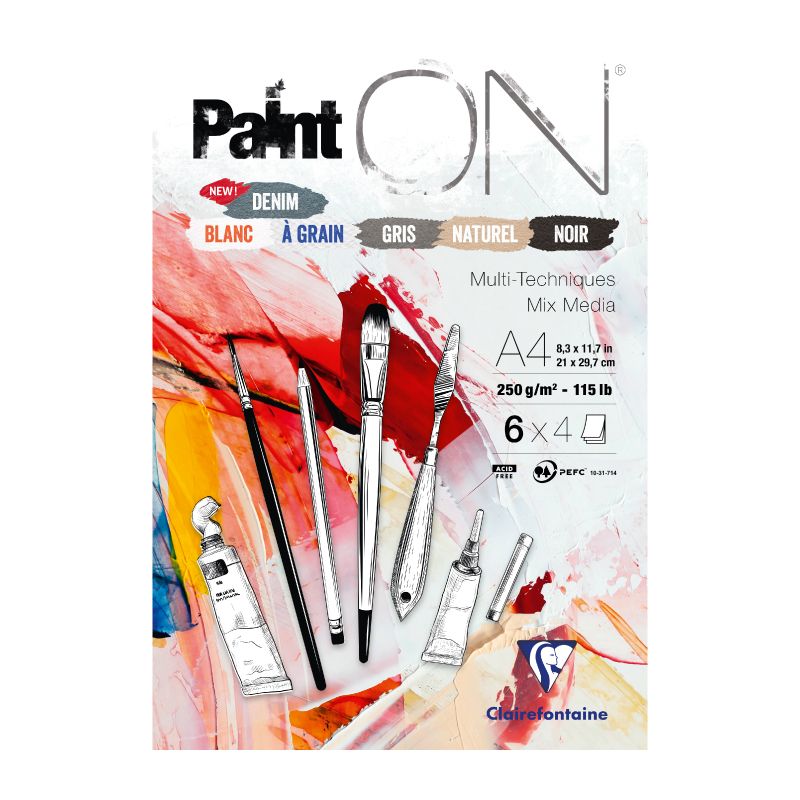 CLAIREFONTAINE Paint ON Pad A4 250g No.6 Assorted 6x4s Default Title