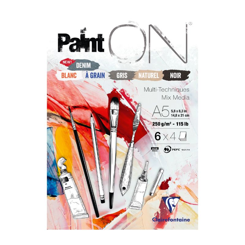 CLAIREFONTAINE Paint ON Pad A5 250g No.6 Assorted 6x4s Default Title