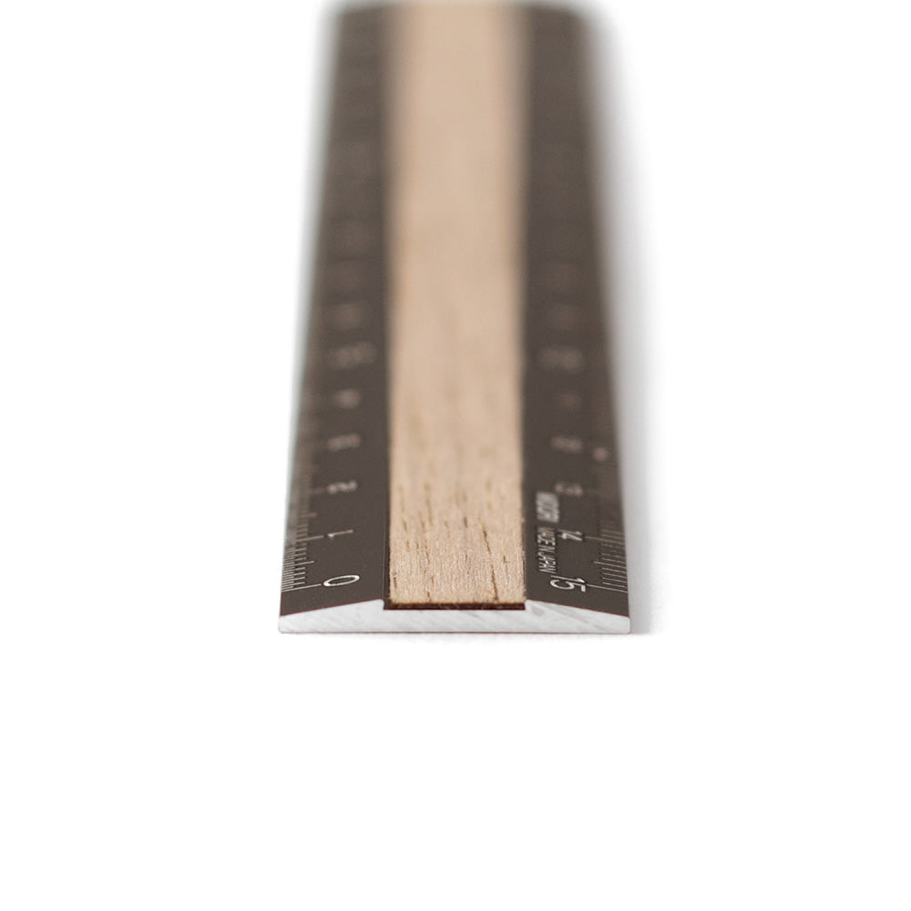 MIDORI Aluminium Wooden Ruler 15cm Brown
