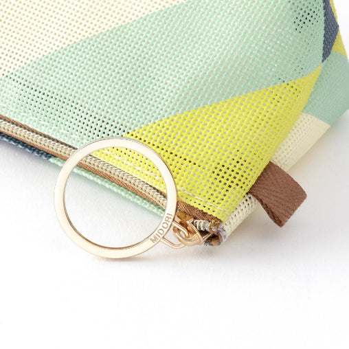 MIDORI Mesh Graphics Pen Case Stripe Yellow Green