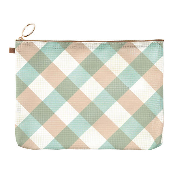MIDORI Mesh Graphics Pouch A5 Check Light Blue
