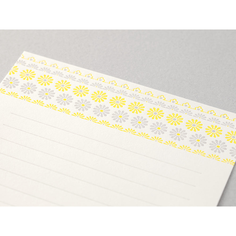 MIDORI Letterpress Letter Set 477 Flower Line Yell