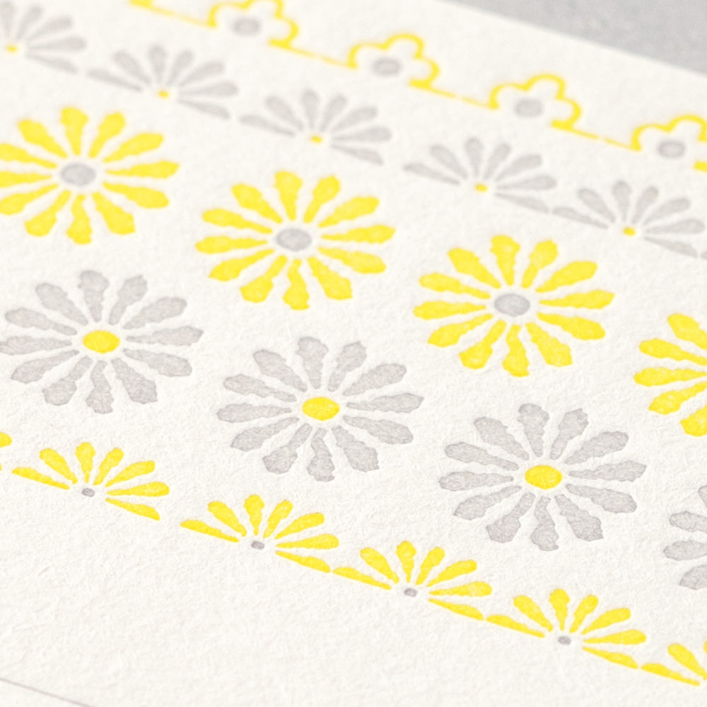 MIDORI Letterpress Letter Set 477 Flower Line Yell