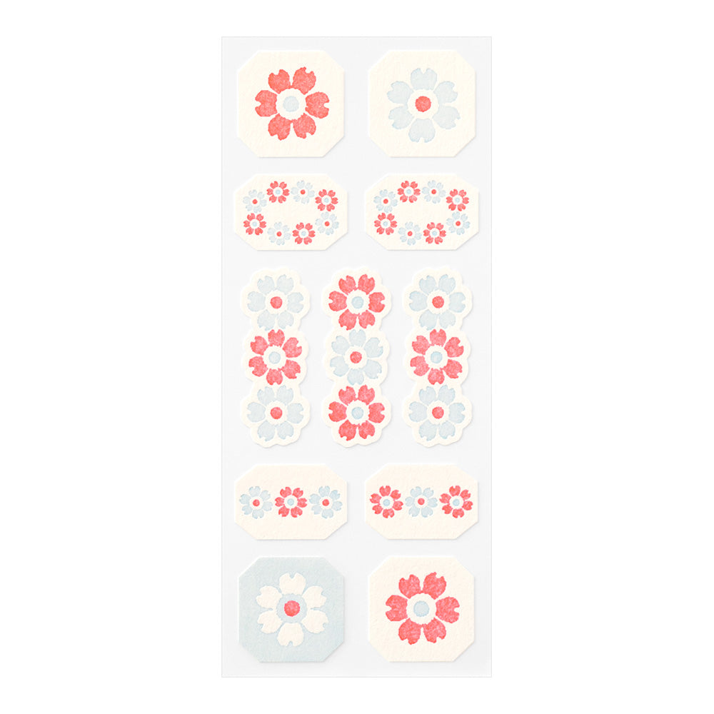 MIDORI Letterpress Sticker 2506 Flower Frame LBlue