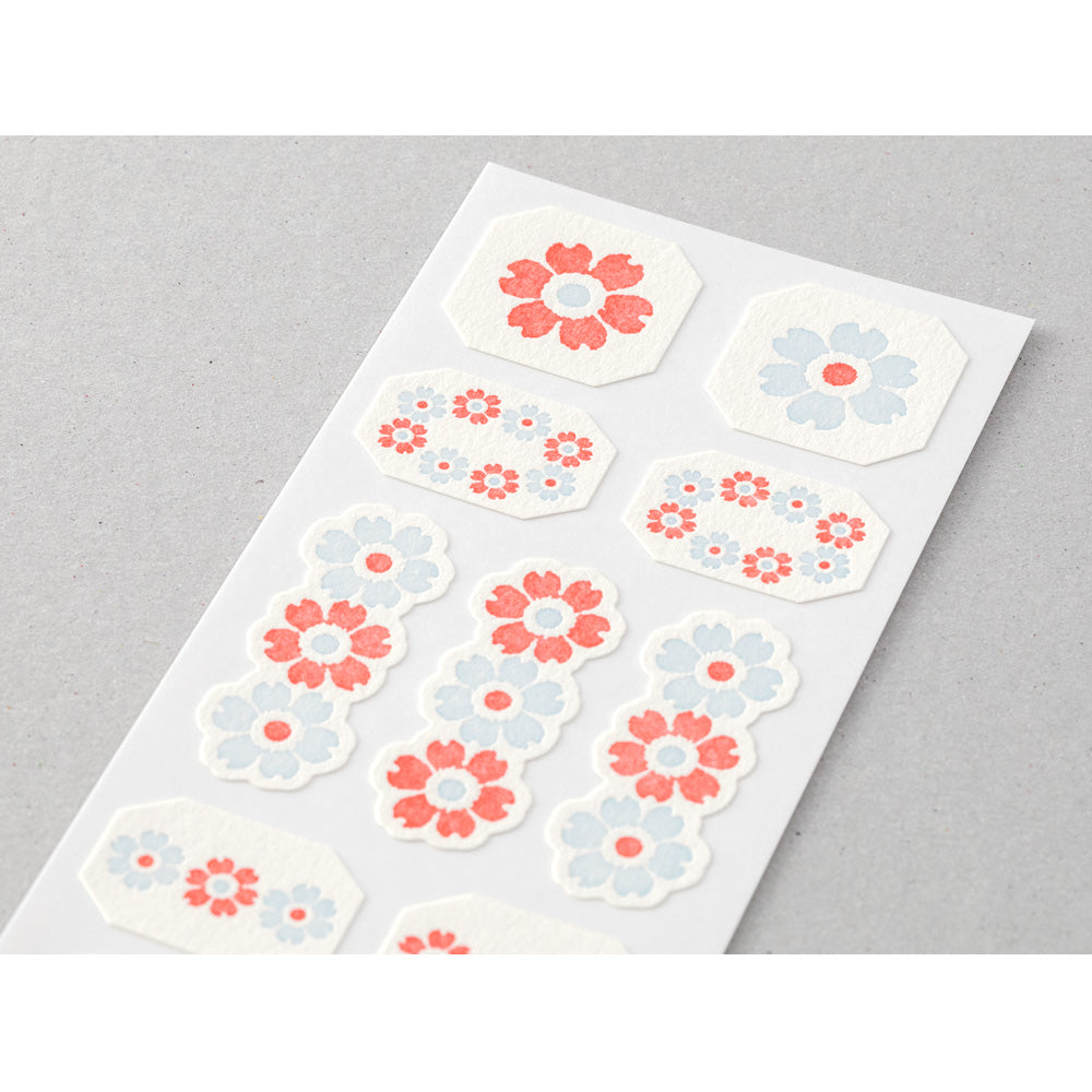 MIDORI Letterpress Sticker 2506 Flower Frame LBlue