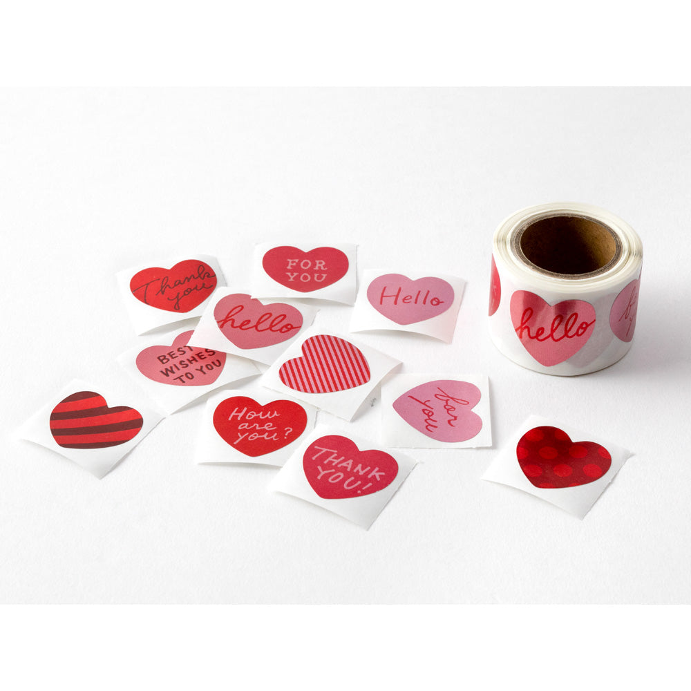 MIDORI Roll Sticker Heart Red Metallic