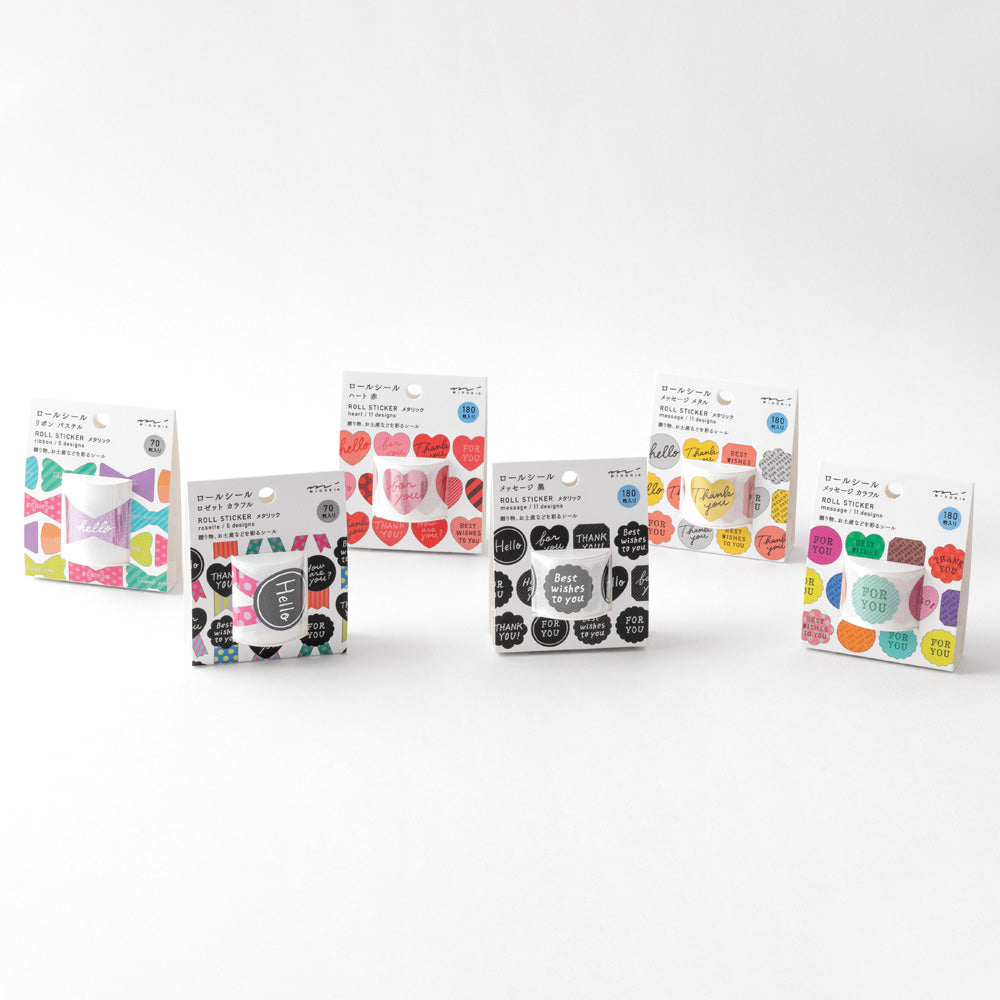 MIDORI Roll Sticker Heart Red Metallic