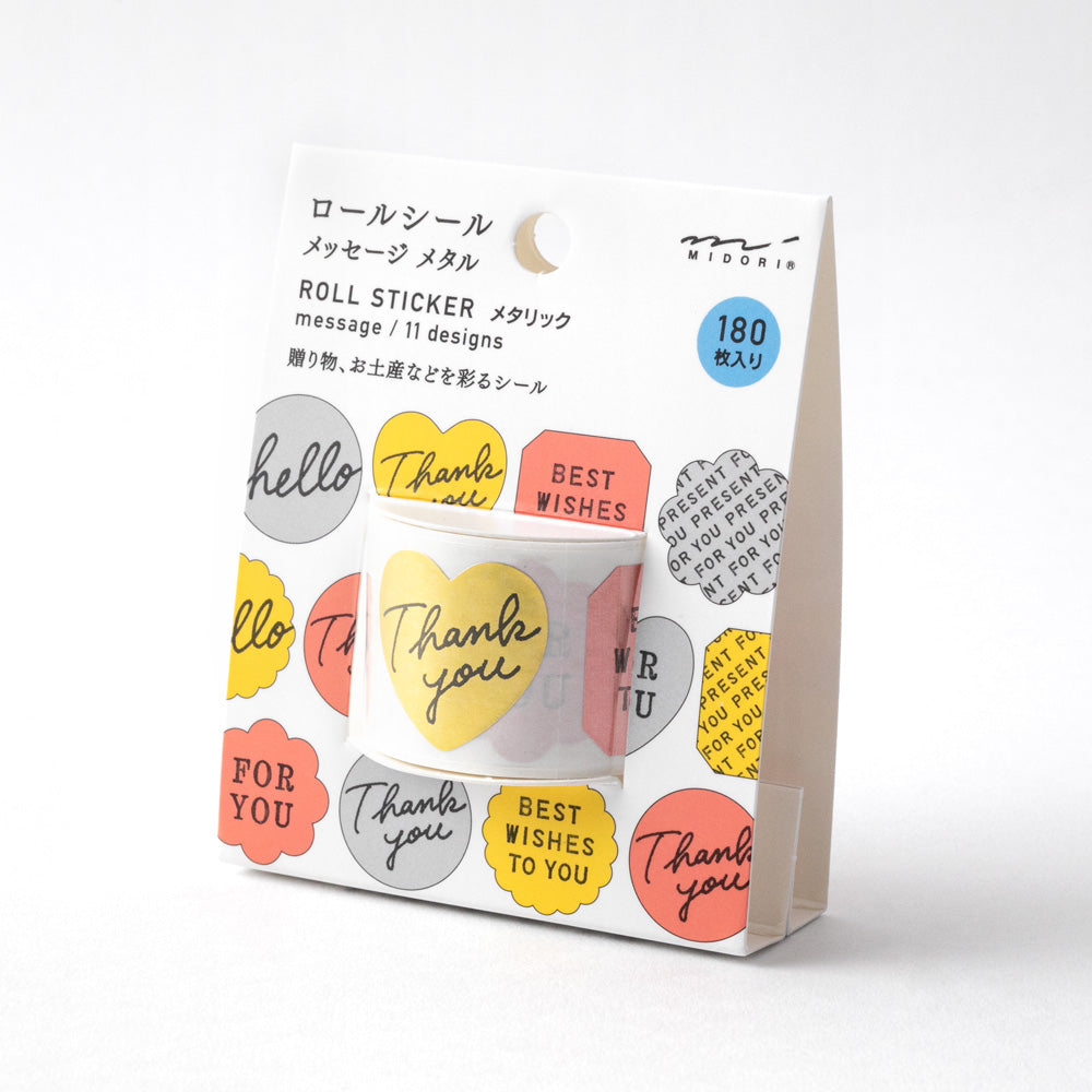 MIDORI Roll Sticker Message Metal Metallic
