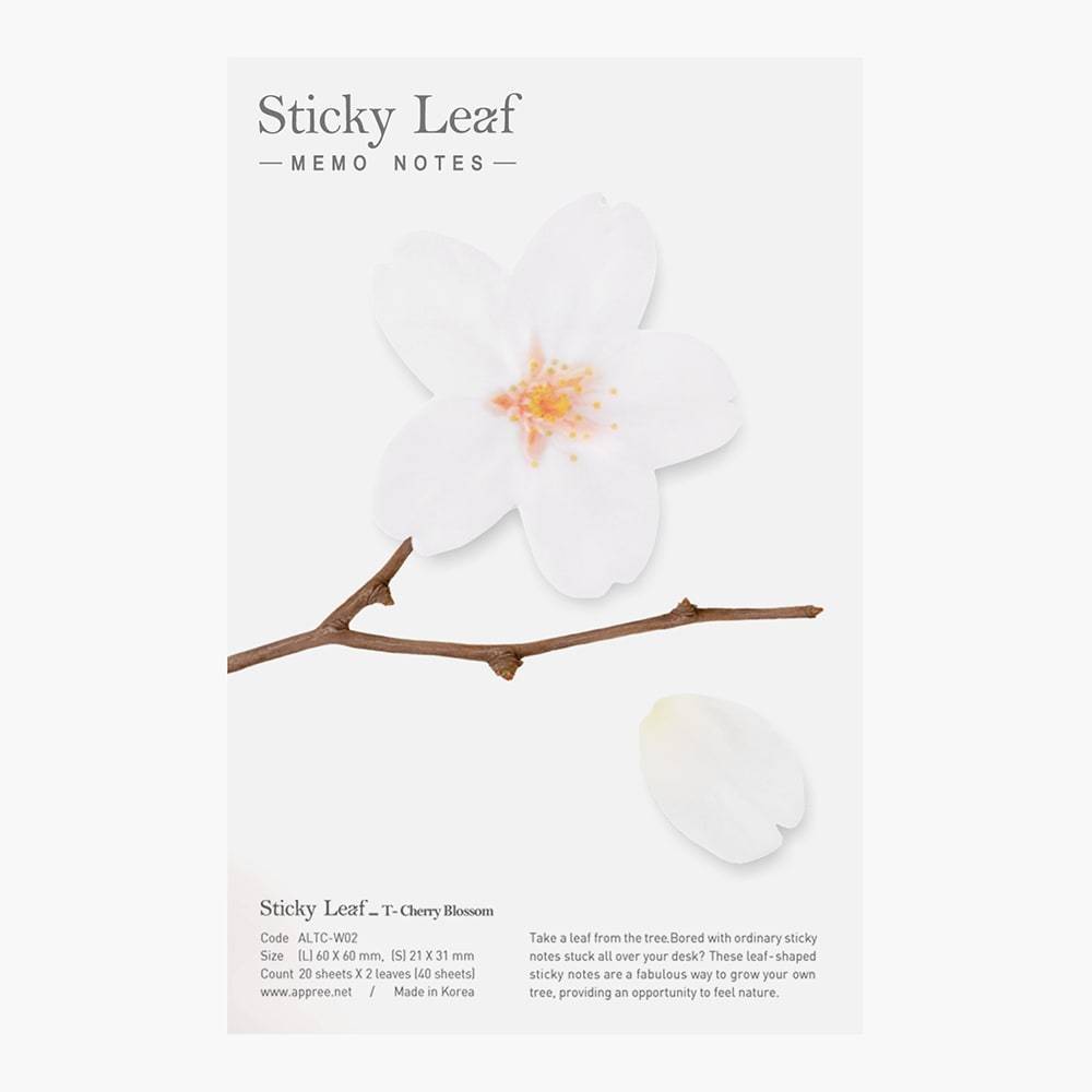 APPREE Sticky Leaf Memo M Cherry Blossom White Default Title