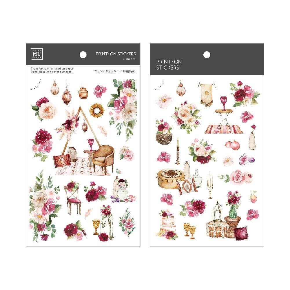 MU Print-On Sticker 2s 110-Burgundy Red Houses