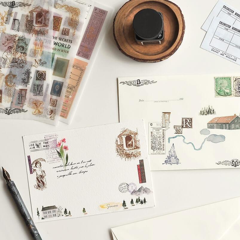 MU Print-On Sticker 2s 130-Vintage Postmarks