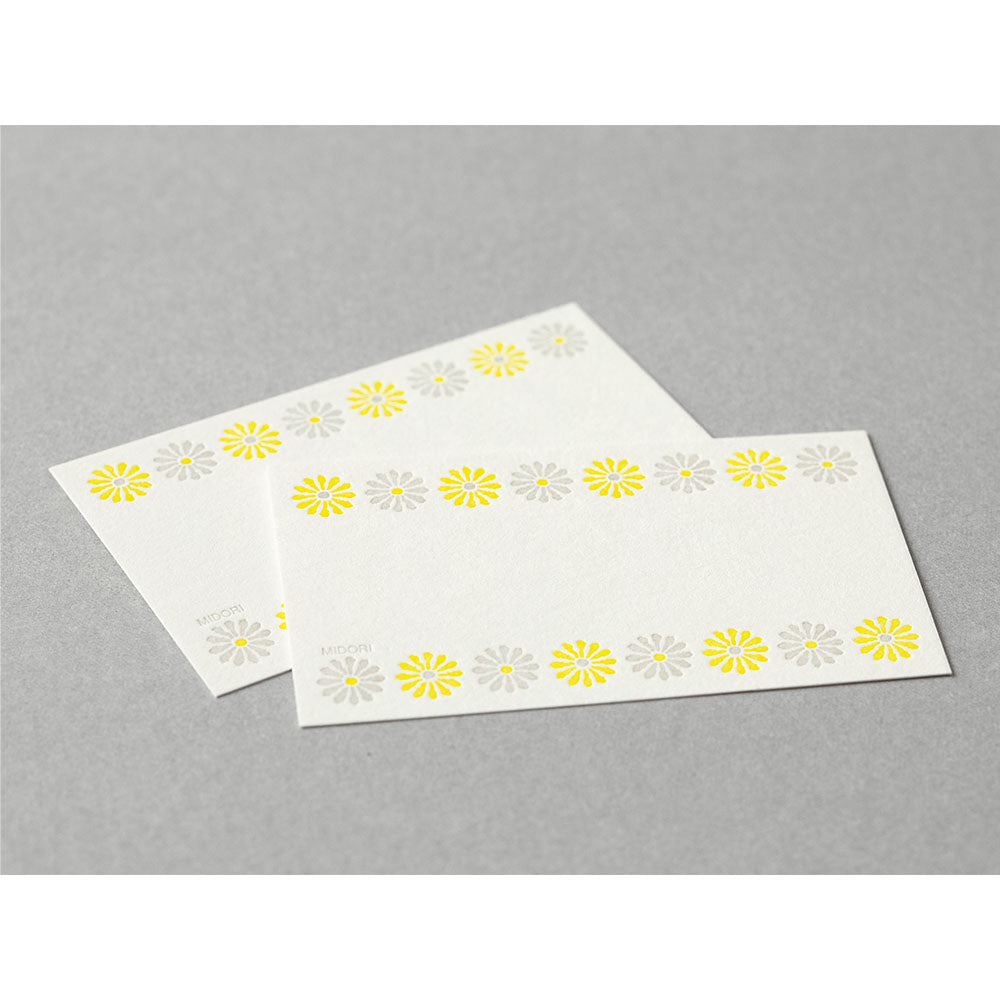MIDORI Letterpress Card Set Flower Line Yellow