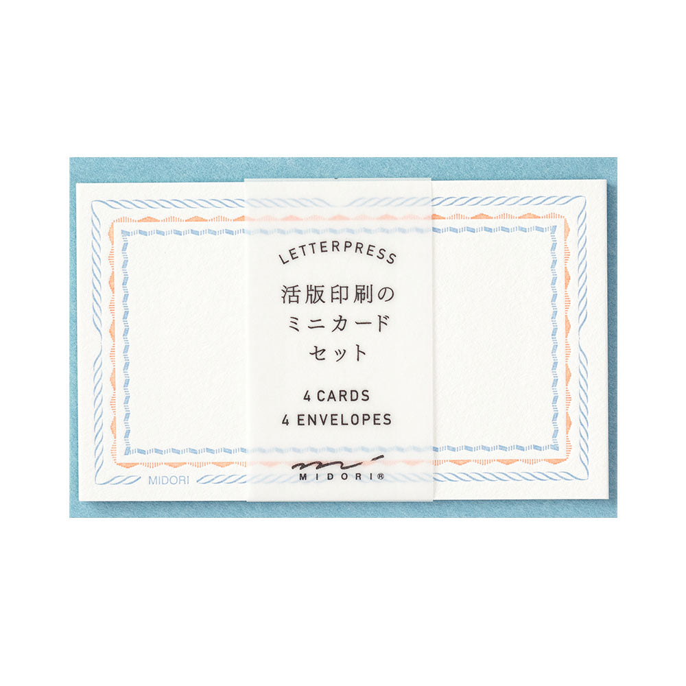 MIDORI Letterpress Card Set Frame Blue
