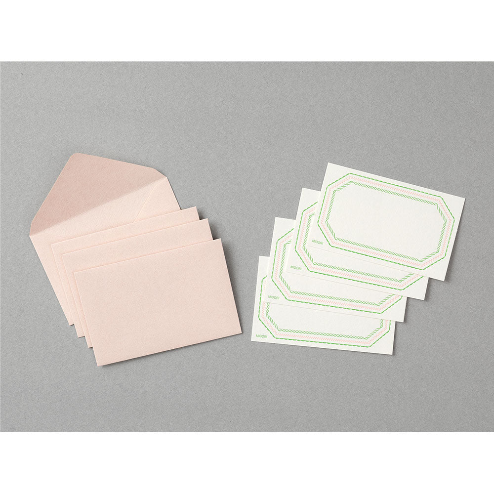 MIDORI Letterpress Card Set Frame Pink