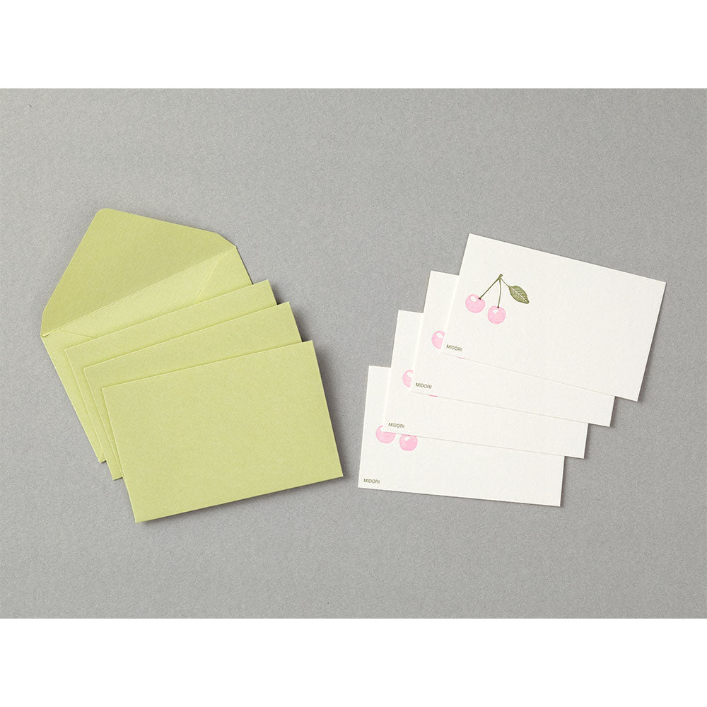 MIDORI Letterpress Card Set Cherry