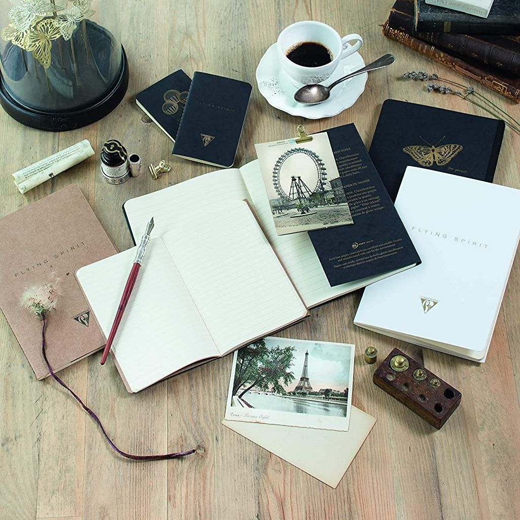 CLAIREFONTAINE Flying Spirit Leather Journal A5 Dot Beige Default Title