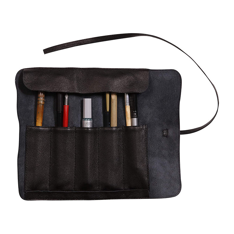 CLAIREFONTAINE Flying Spirit Leather Pencil Roll Black Default Title