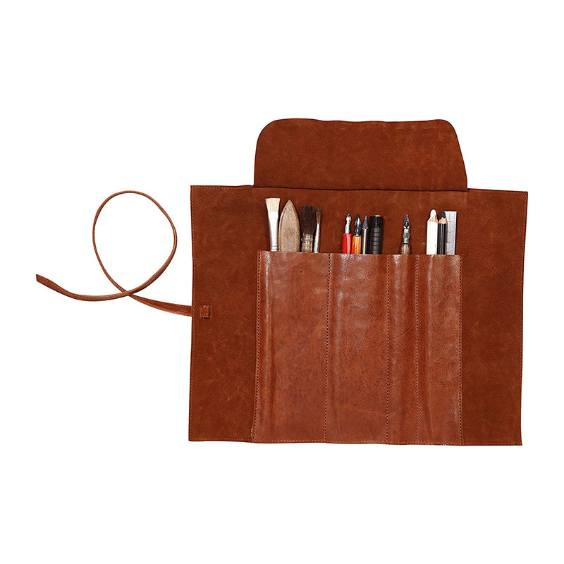 CLAIREFONTAINE Flying Spirit Leather Pencil Roll Cognac Default Title
