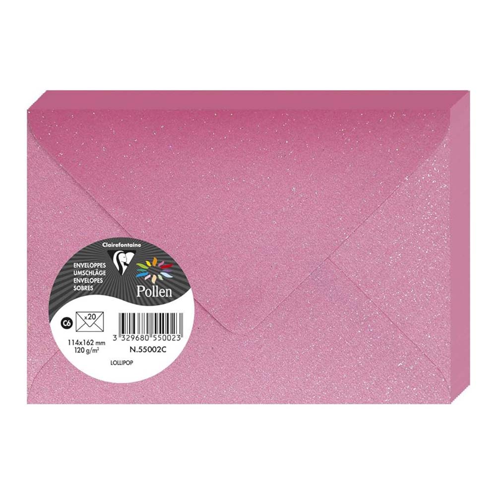 POLLEN Glitter Envelopes 120g 114x162mm 20s Lollipop