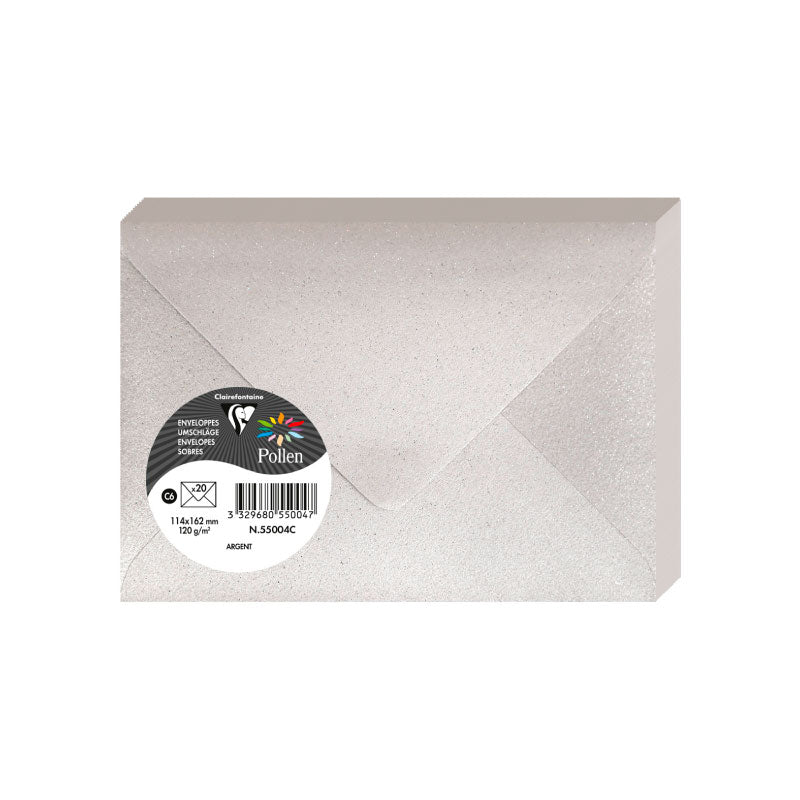POLLEN Glitter Envelopes 120g 114x162mm 20s Silver Default Title