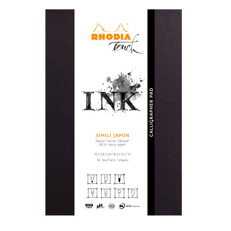 RHODIA Touch Calligrapher Pad 130g A4 Blank 50s Default Title