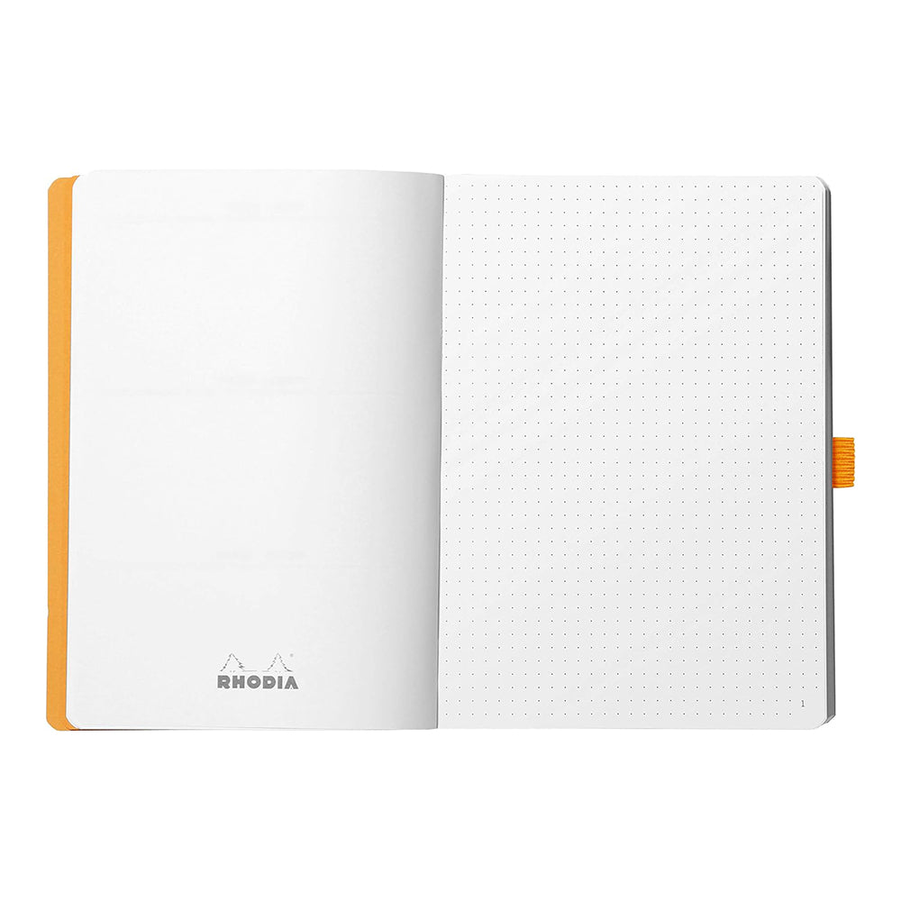 RHODIArama Goalbook A5 White Dot Soft-Sapphire Blue