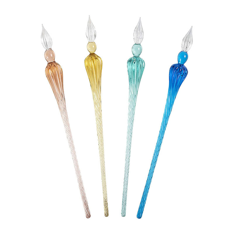 JACQUES HERBIN Round Glass Pen 18cm Blue Default Title