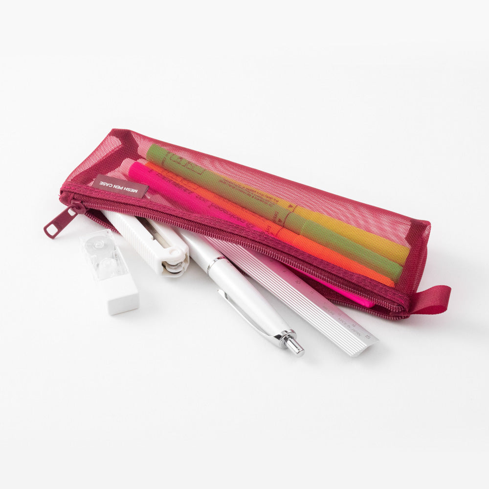 MIDORI Mesh Mini Pen Pouch LE Wine Red